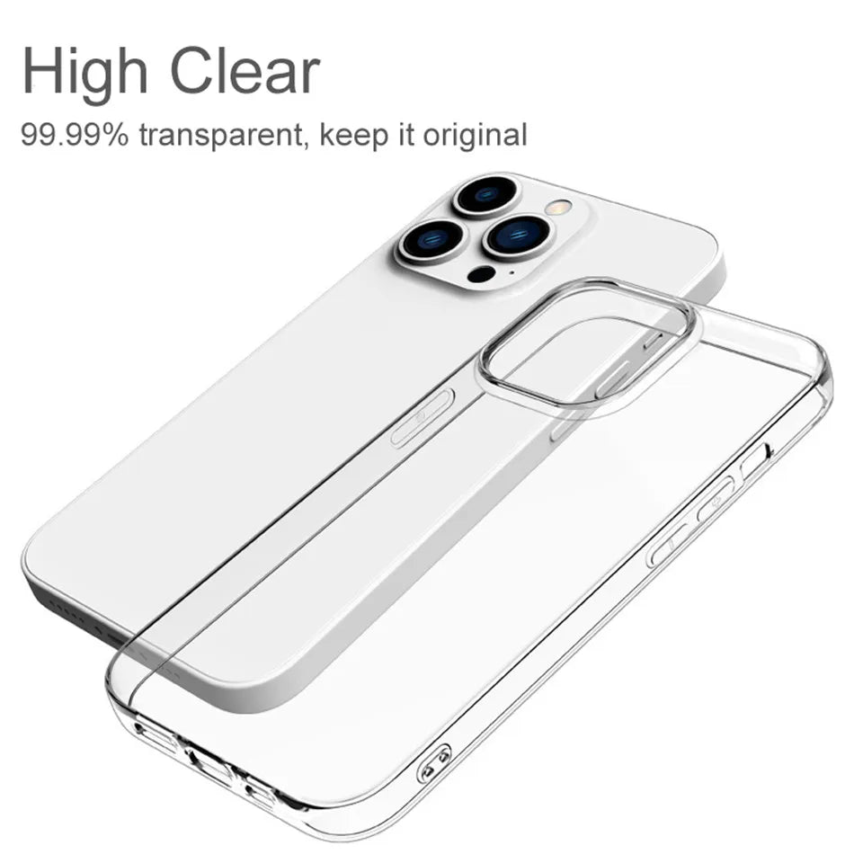 Clear Silicone Back Cover for iPhone 11-16 Series - Ultra Light